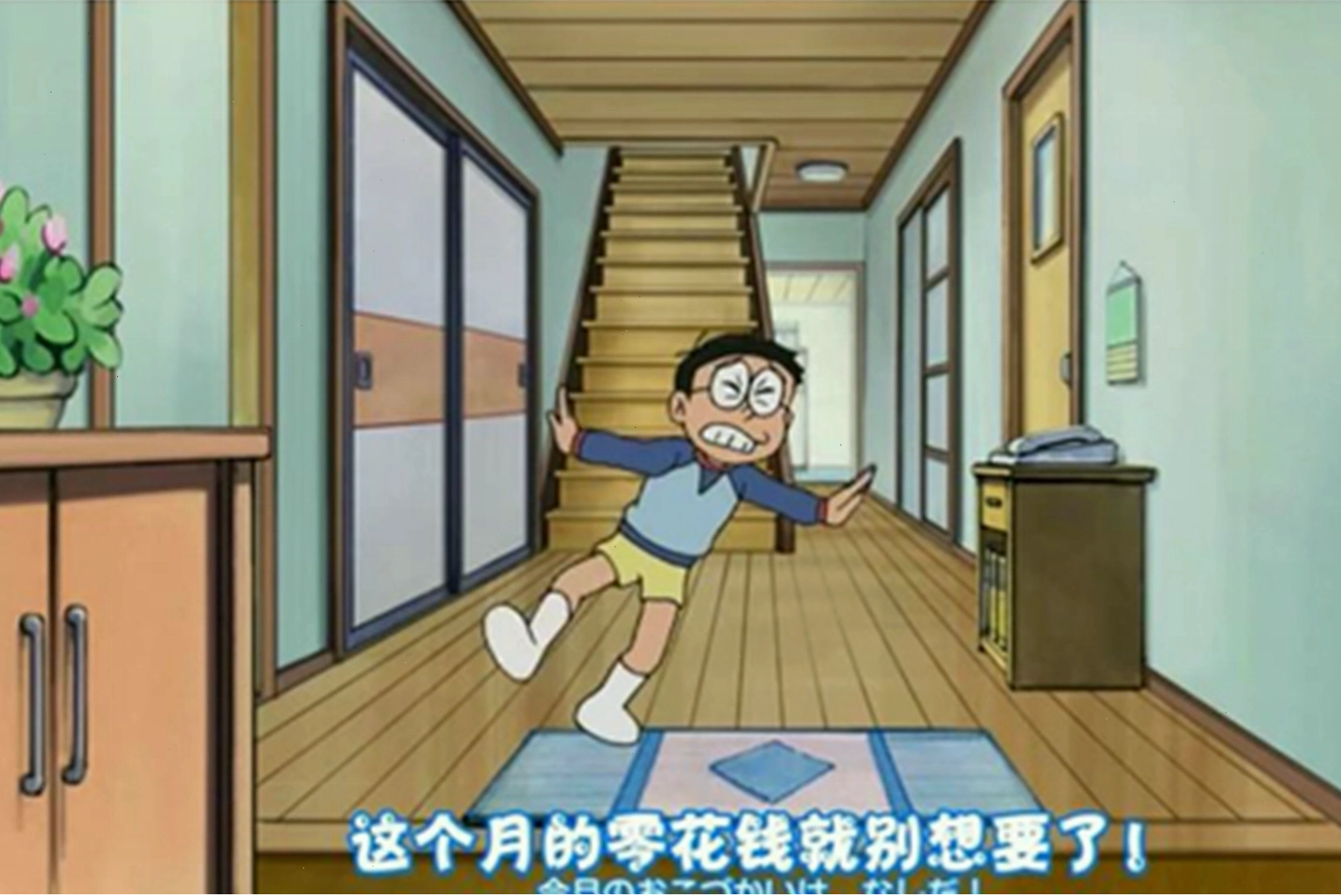 Phòng ngủ của Nobita với chiếc bàn học và những món đồ chơi quen thuộc