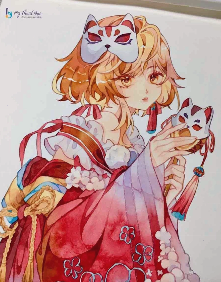 Quá trình vẽ nhân vật anime nữ không màu chi tiết