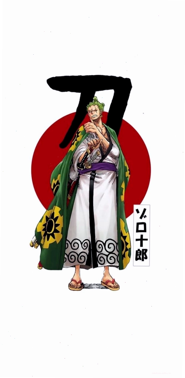 Roronoa Zoro trong trang phục Wano với thanh kiếm Katana