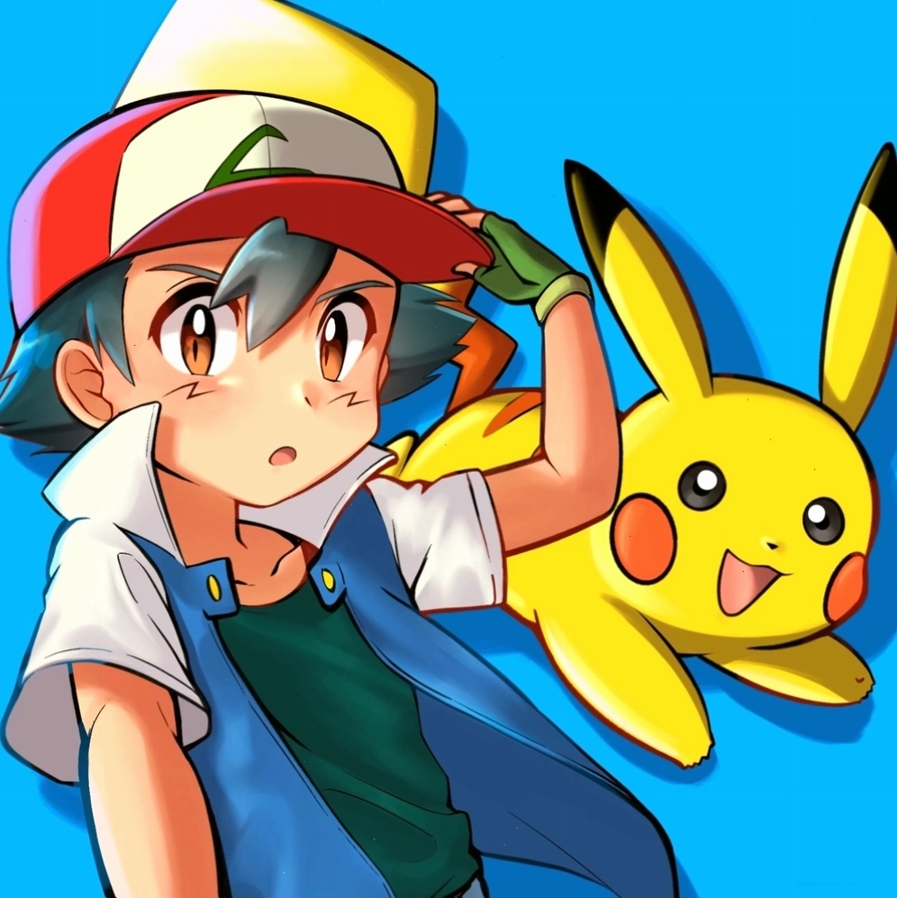 Satoshi và Pikachu cùng nhau ăn mừng chiến thắng