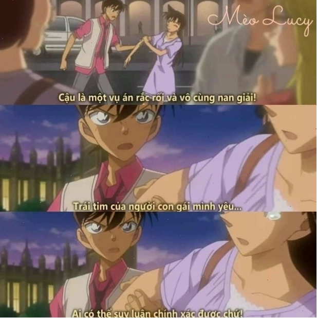 Shinichi che chở Ran khỏi nguy hiểm