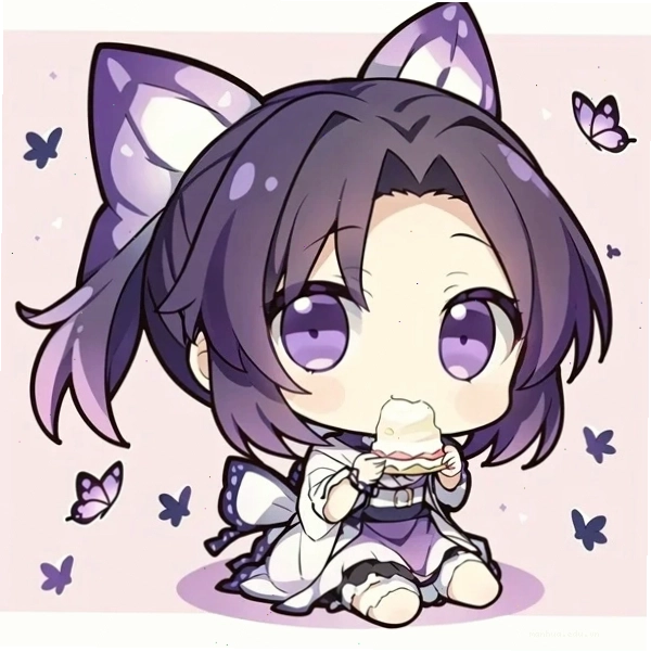 Shinobu Kochou chibi phiên bản cực cute với biểu cảm dễ thương