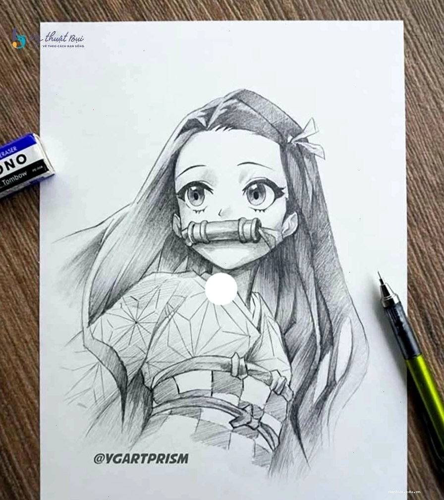 Tác phẩm vẽ anime nữ không màu với nhiều chi tiết độc đáo