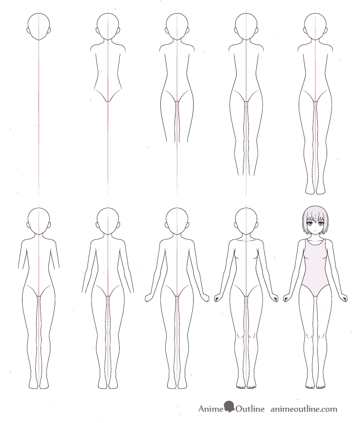 Tổng hợp các bước vẽ full body anime girl
