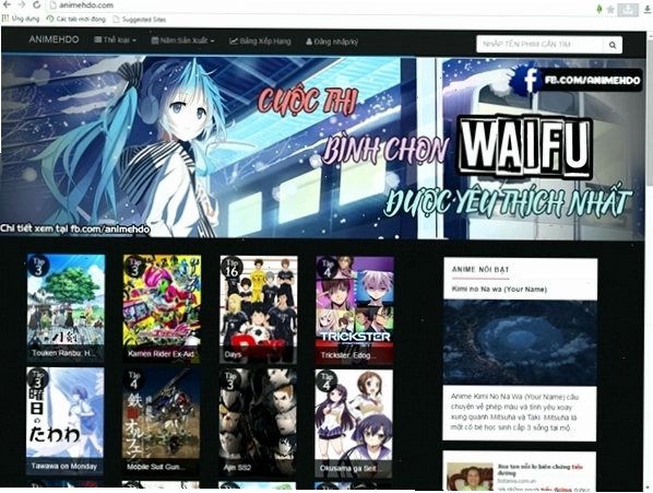 Trang web Animevietsub.org với nhiều lựa chọn phim