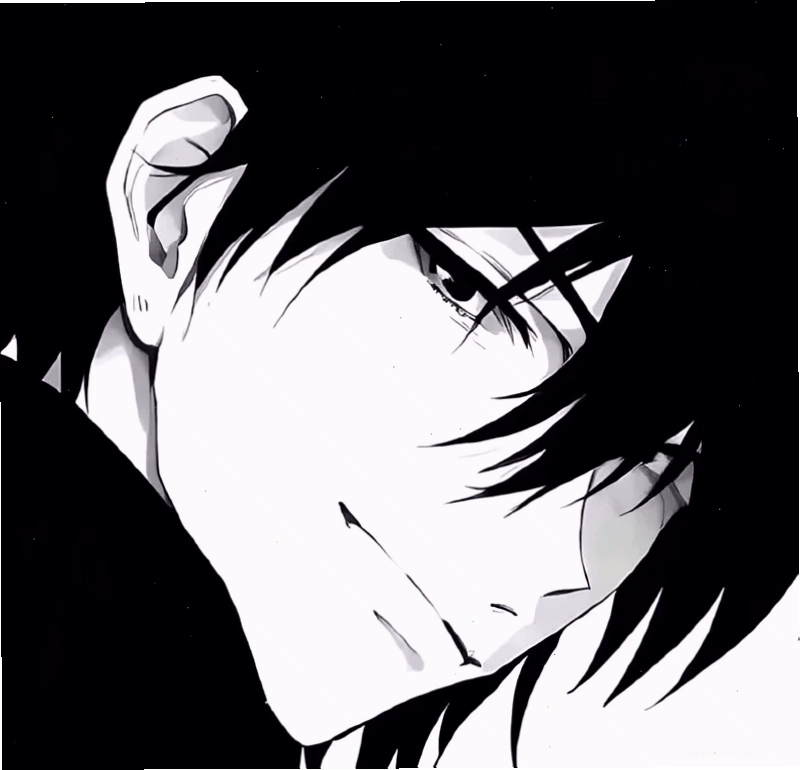 Tranh anime đen trắng thể hiện khí chất ngầu của nam nhân vật