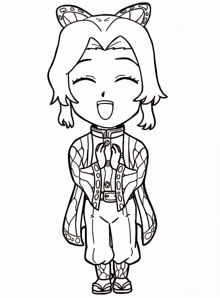 Tranh tô màu Shinobu Kocho phiên bản chibi cực kỳ dễ thương