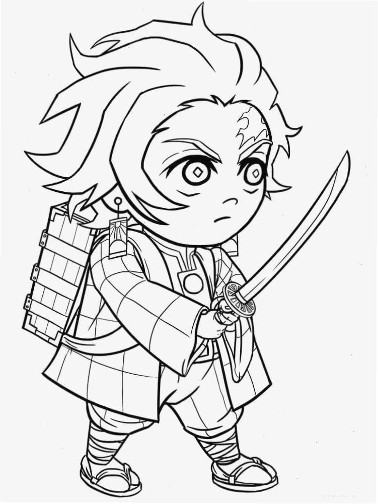 Tranh tô màu Tanjiro chibi
