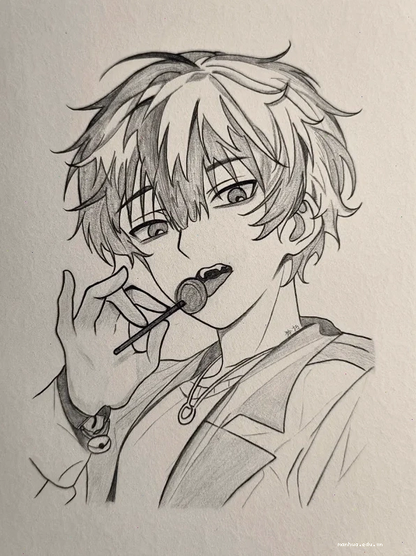 Tranh vẽ anime nam cute đáng yêu