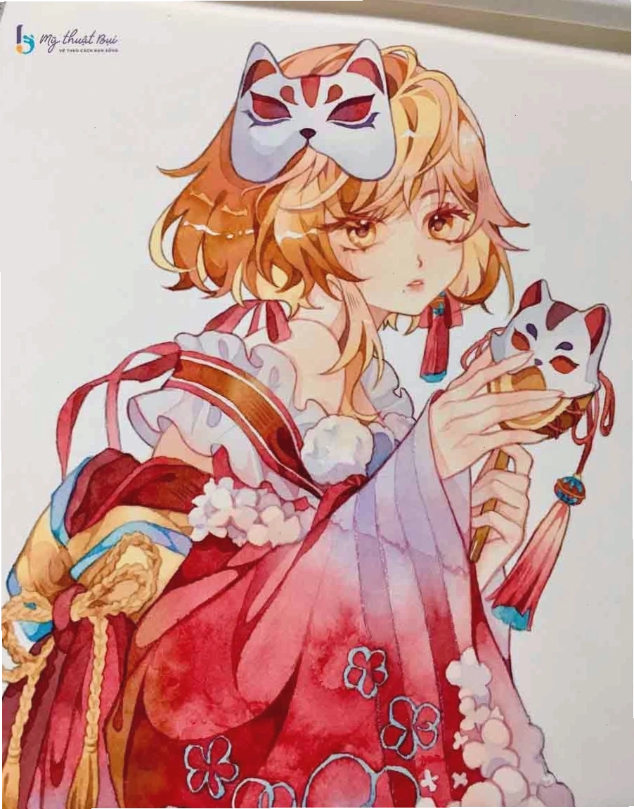 Tranh vẽ anime nữ đơn giản và đáng yêu