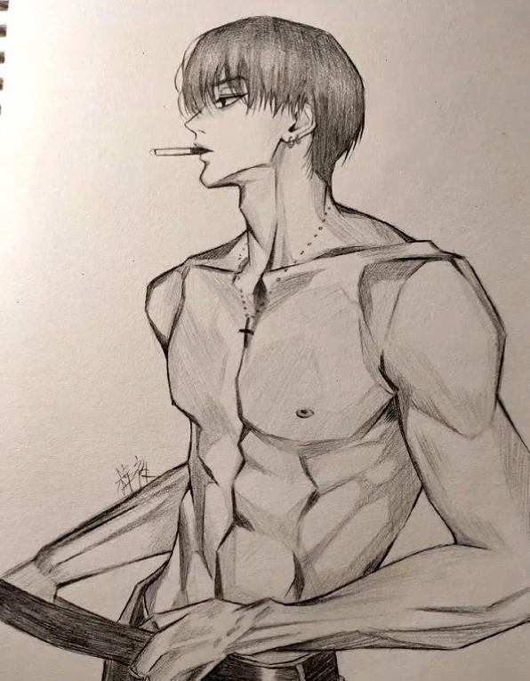Vẽ anime nam tóc đen phong cách huyền bí