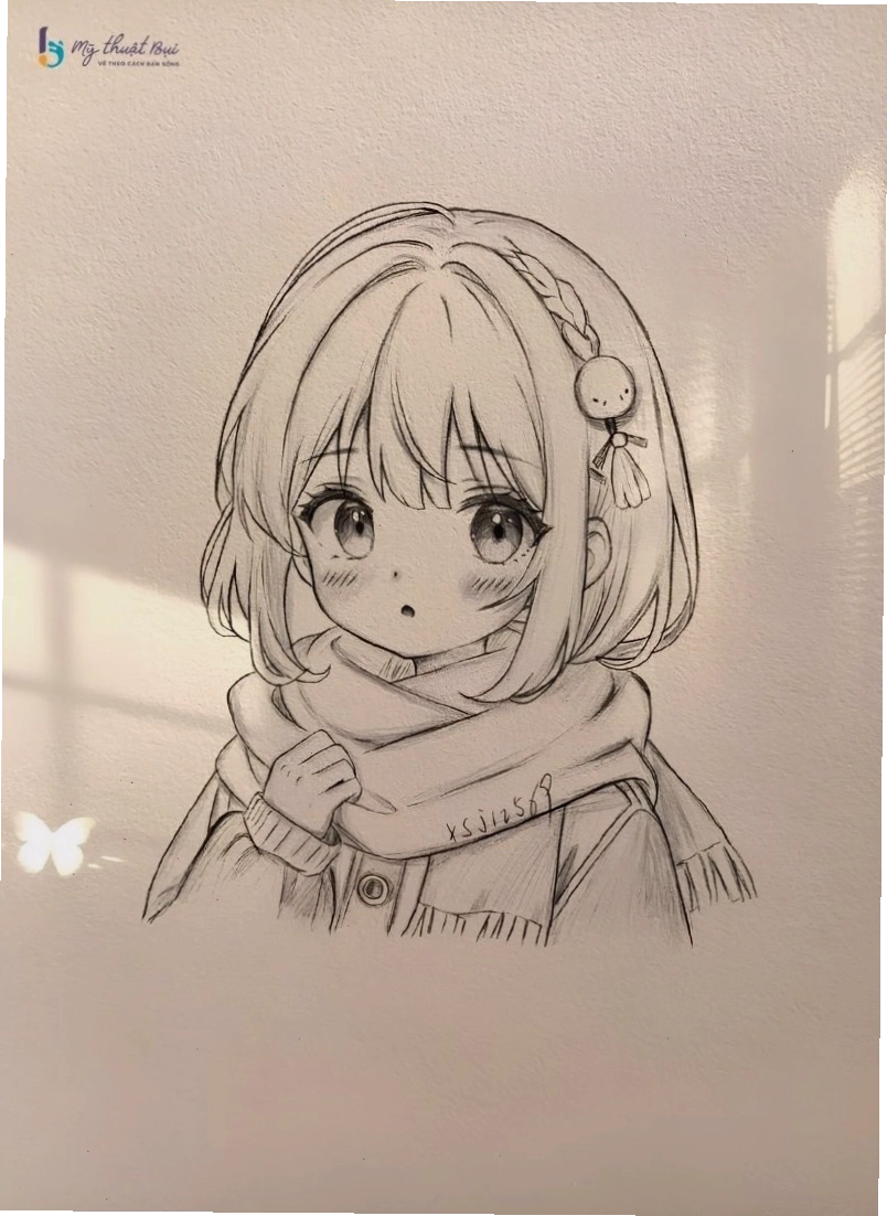 Vẽ đôi mắt to tròn đặc trưng cho nhân vật anime nữ