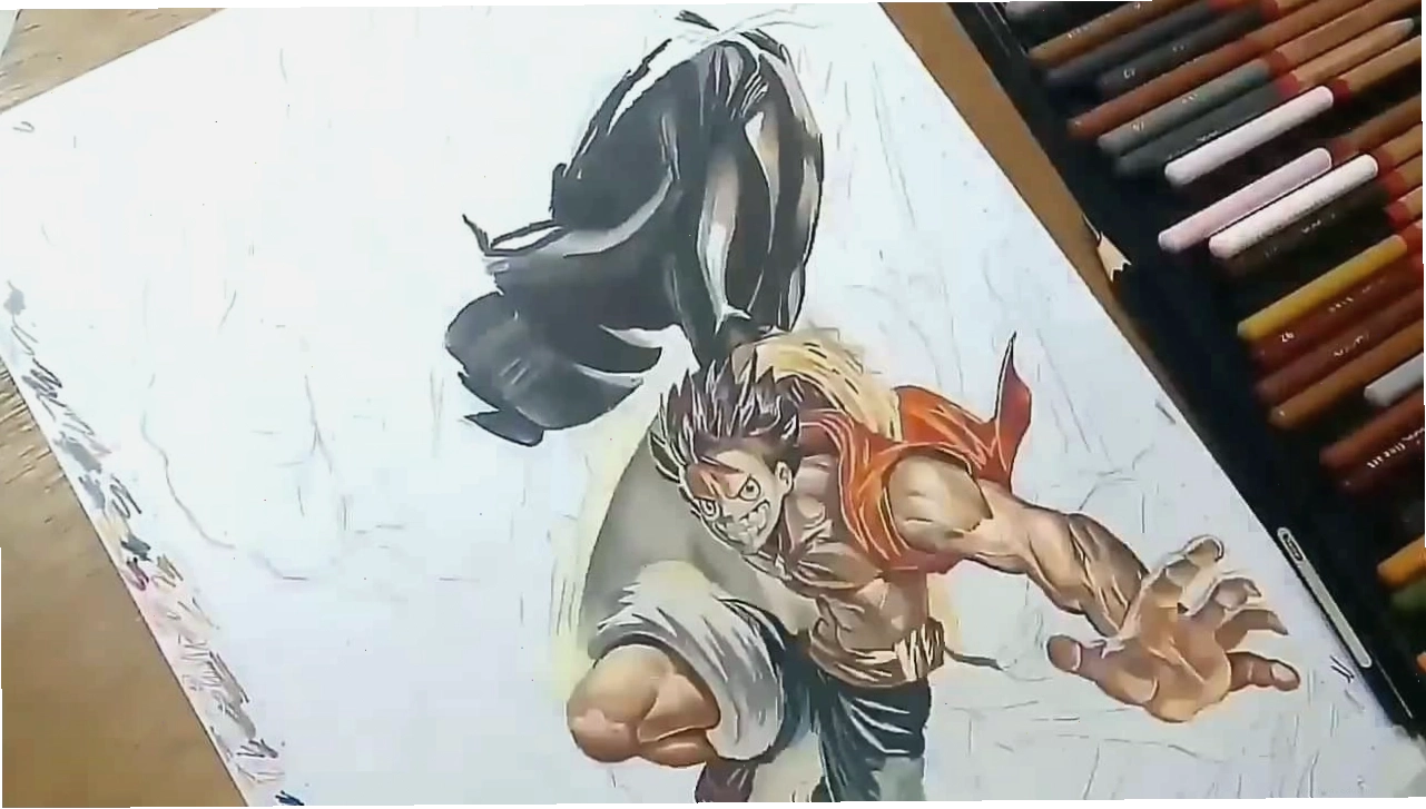 Vẽ họa tiết khói bao quanh Luffy Gear 4