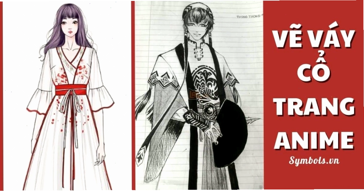 Vẽ váy cổ trang anime chi tiết