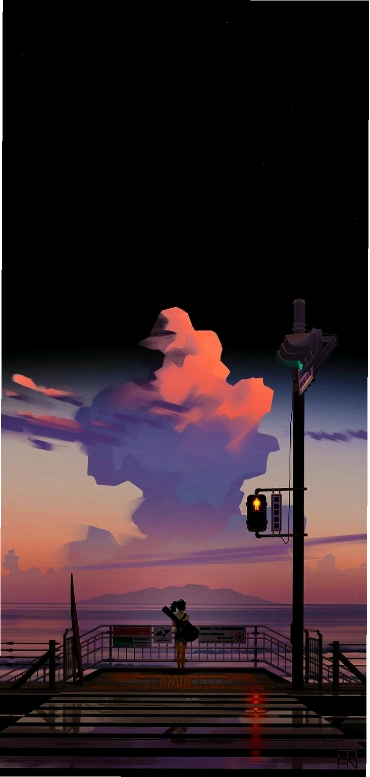 Wallpaper AMOLED anime girl nền đen tối giản