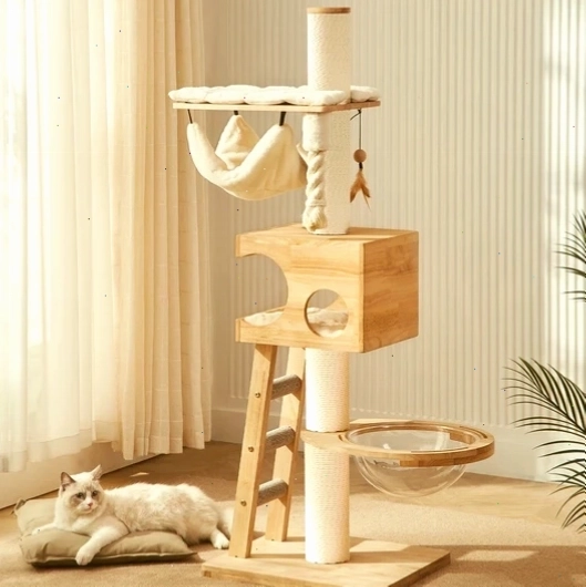 Helsinki The Levels Cat Play Centre featuring multiple wooden platforms and sisal posts