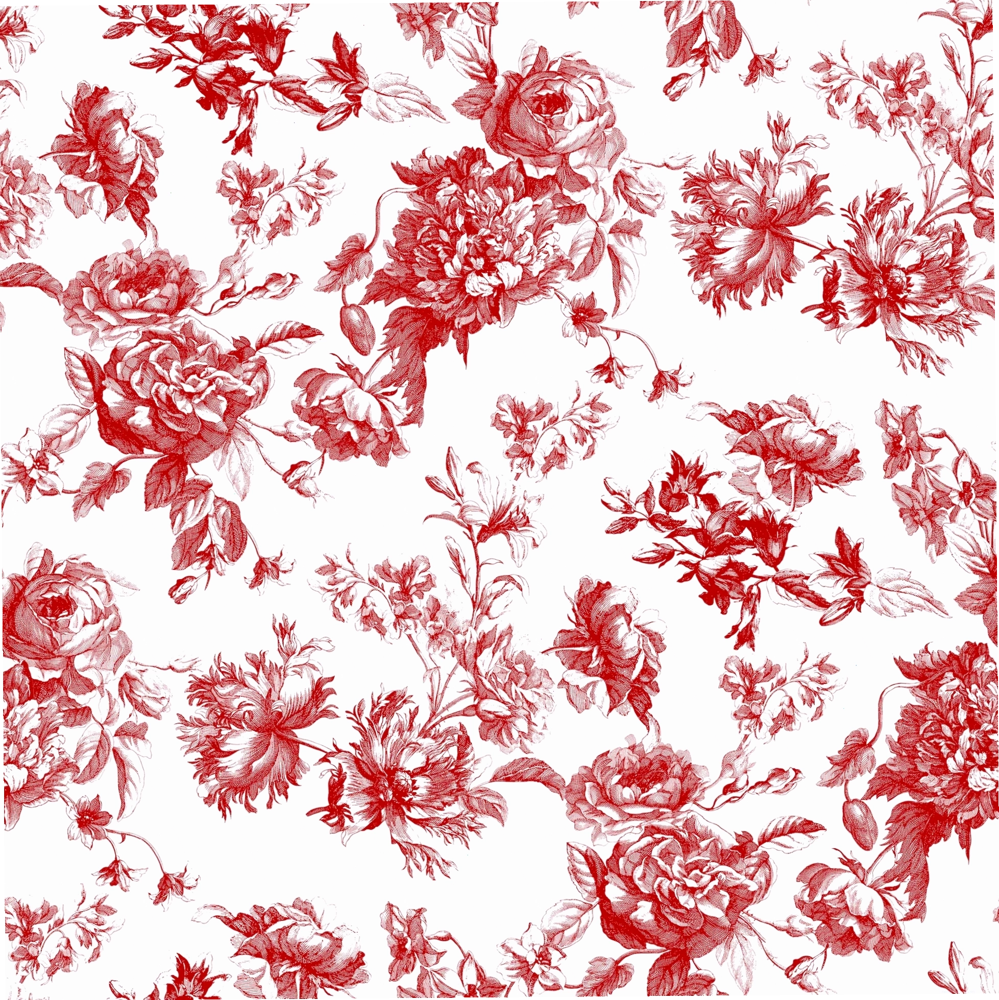 Red toile vintage wallpaper peel and stick removable detail close up