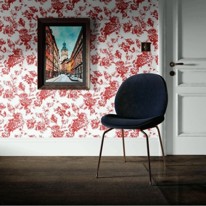 Vintage french toile wallpaper for traditional homes architectural scenery