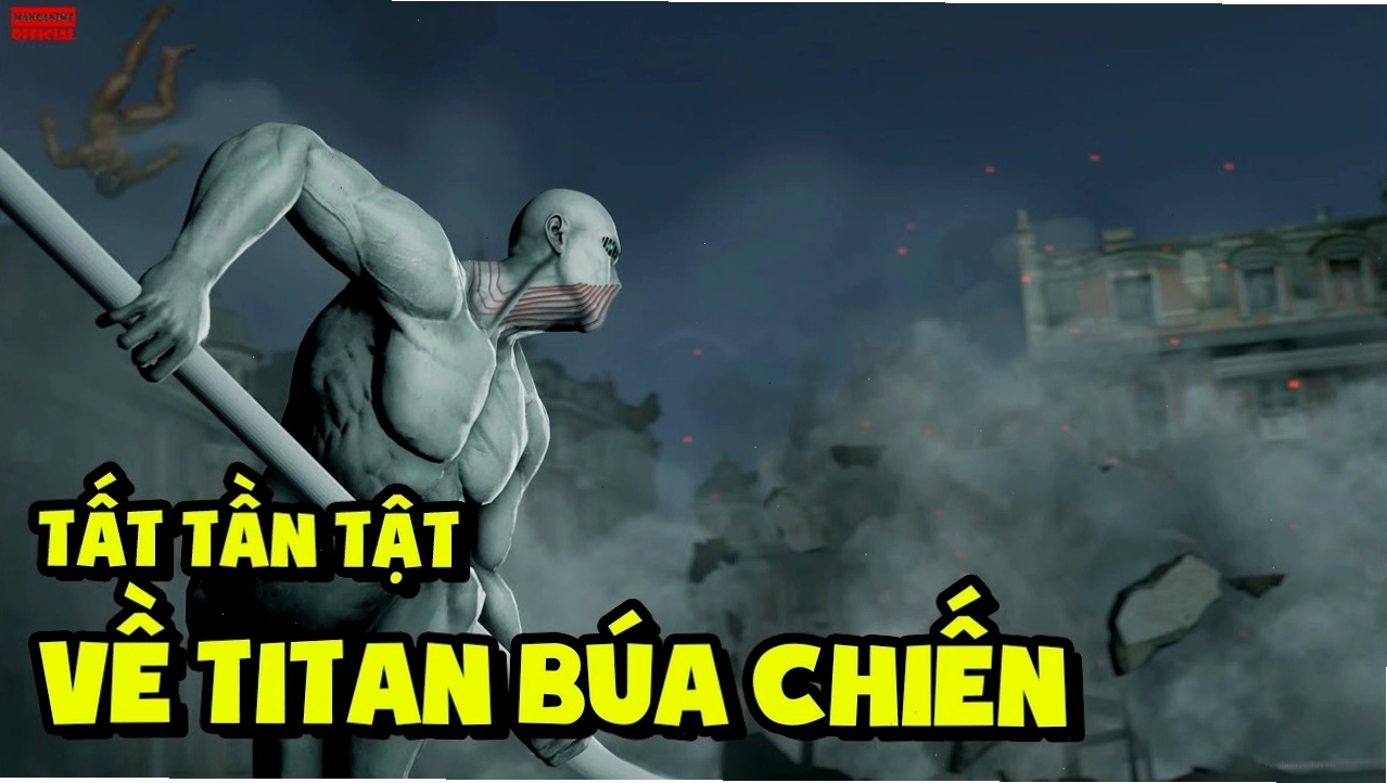 Minh họa Titan Búa Chiến với vũ khí khổng lồ