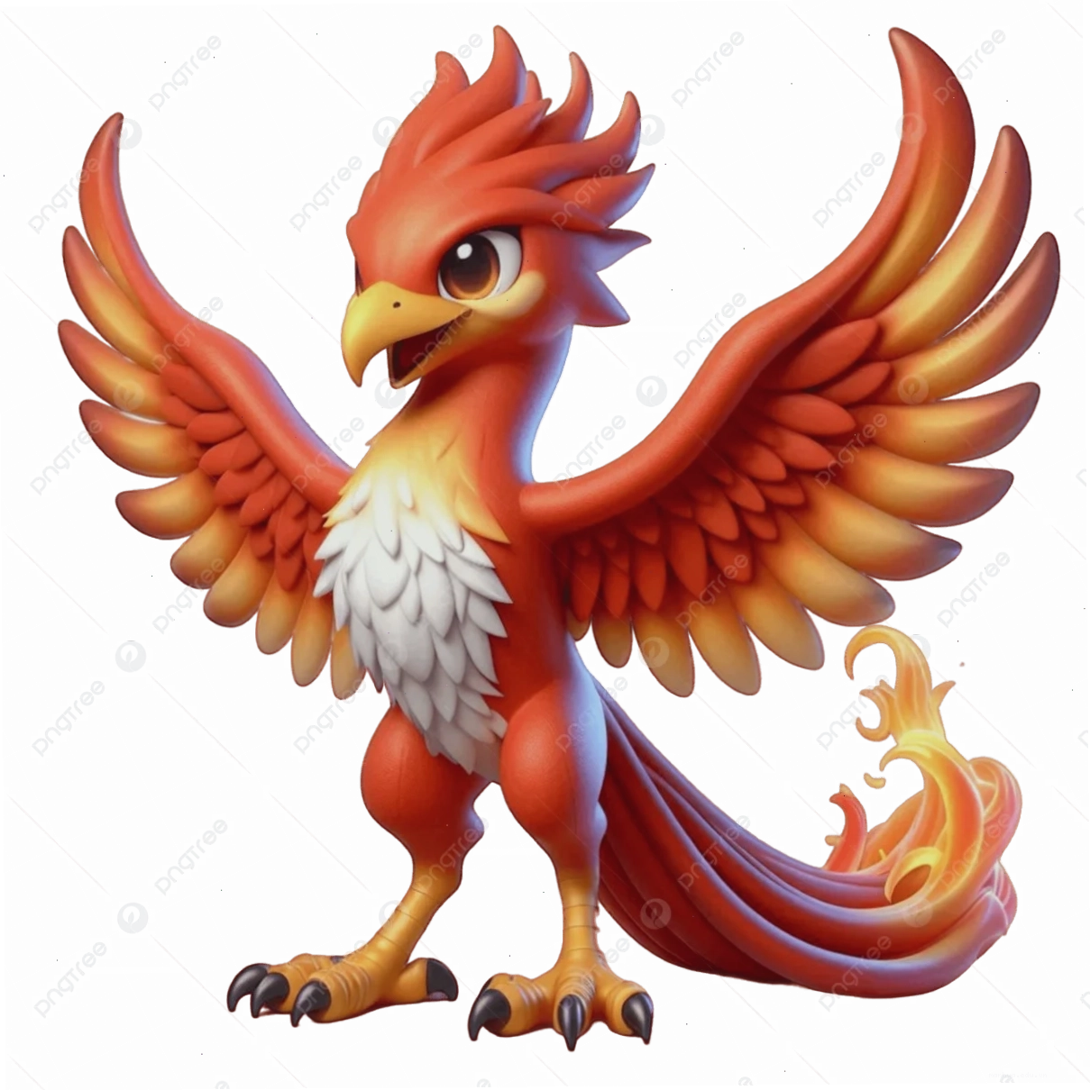 ảnh chibi phượng hoàng đẹp mắt với đôi cánh lửa rực rỡ